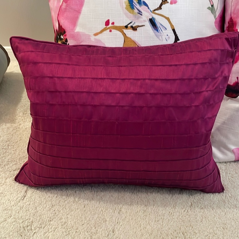 Hot pink throw pillow - pleated front